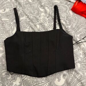 Zara Black Sleeveless Bustier Crop Top